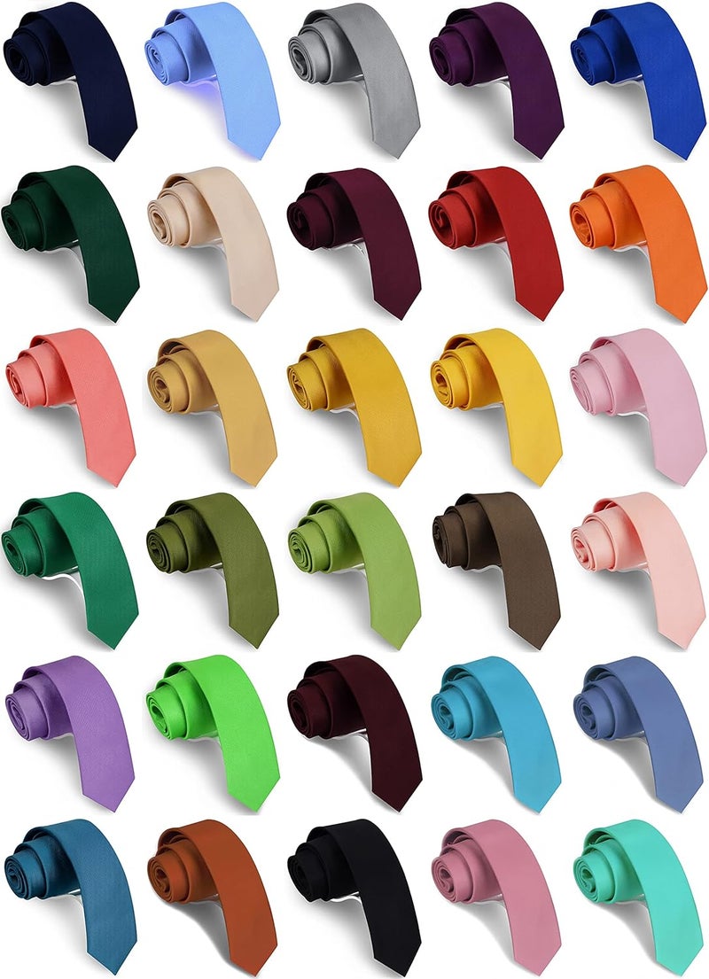 GUSLESON 2.4" (6cm) Solid Color Slim Tie Skinny Necktie for Men - Image 4